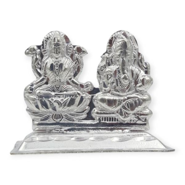 Elegant Godess Lakshmi and Lord Ganpati Silver Idol